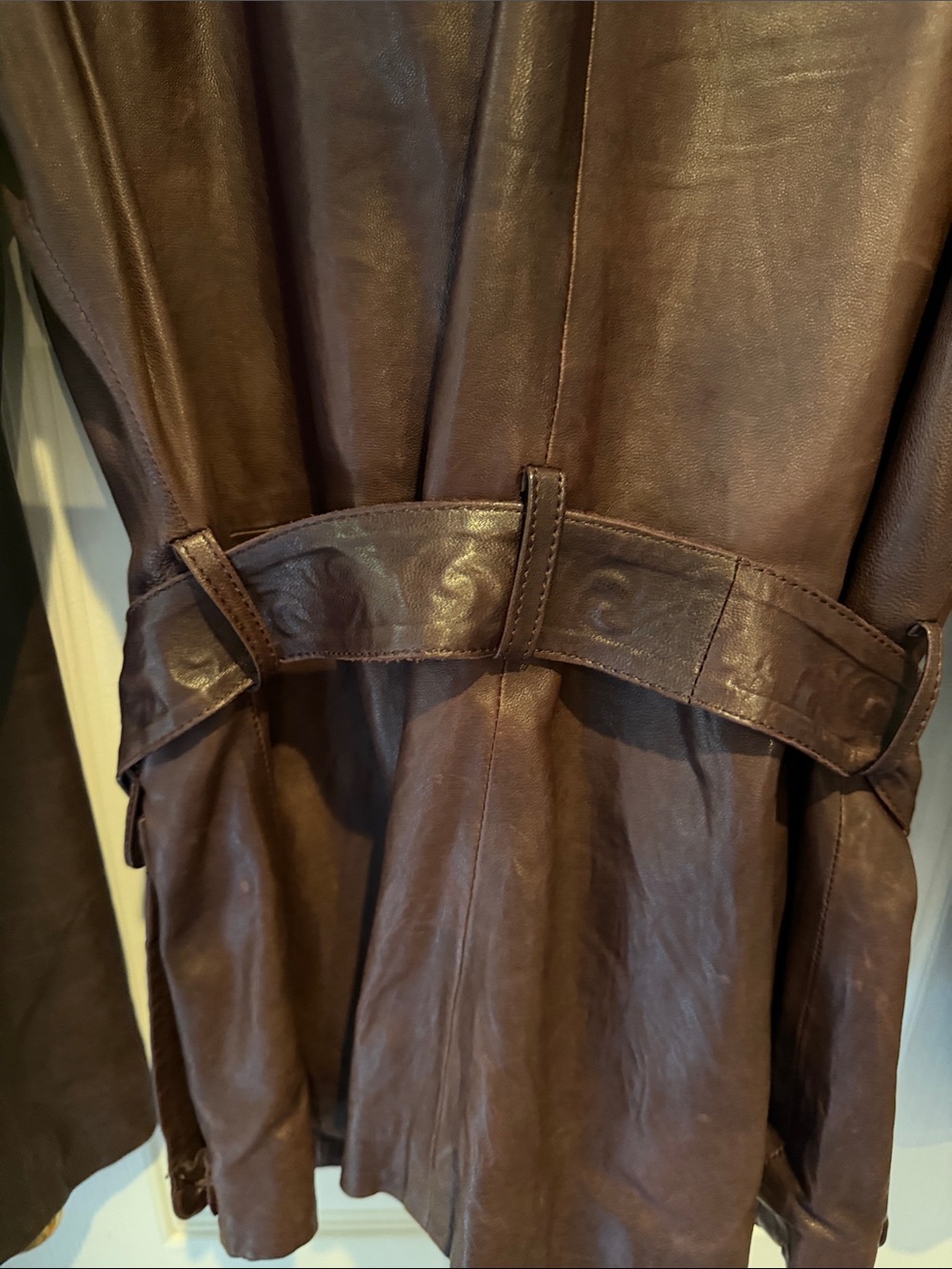 Dark Brown Leather Button-Front Women's Jacket by MANUEL - Picture 3 of 6